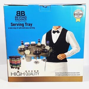 9-Glass Spill-Resistant Serving Tray w/Handle (Round/Dishwasher Safe/1 count)